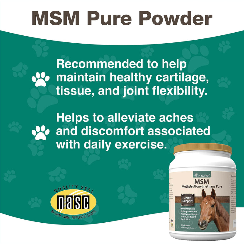 NaturVet MSM Methylsulfonylmethane Pure Joint Support Supplement for Horses, Powder, Made in The USA with Globally Source Ingredients 2 Pounds - BeesActive Australia