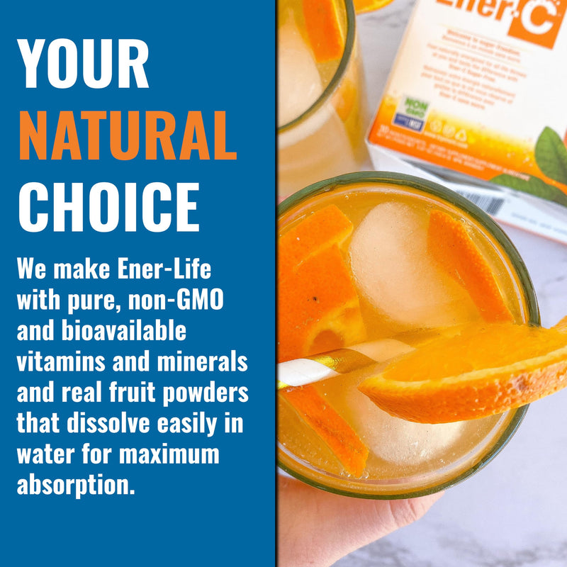 Ener-C Multivitamin Drink Mix, No Sugar - Orange & Lemon Ginger, 60 Count | Vitamin Powder for Water, Electrolytes Powder, Hydration Boost Packets, Zero Sugar, Vitamin C & B12