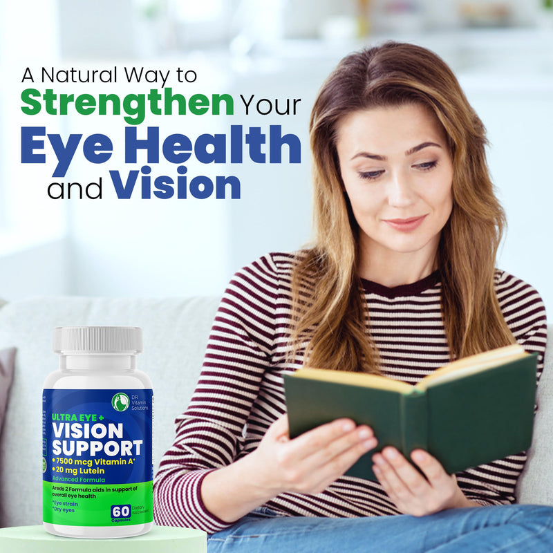 AREDS 2 Eye Vitamins - Lutein and Zeaxanthin for Macular Health, Bilberry | 20mg Lutein, Vitamin A, Zinc, Dry Eye & Strain Relief for Adults, Non-GMO, Gluten-Free, 60 Capsules, 1 Month Supply
