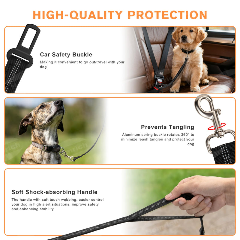 Hands-Free Dog Leash - LED Light Up Rechargeable & Jogging with Car Seat Belt for Small to Large Dogs - Adjustable Crossbody/Waist Dog Leash for Night Walking Running, Training, Hiking (2.6 m) - BeesActive Australia