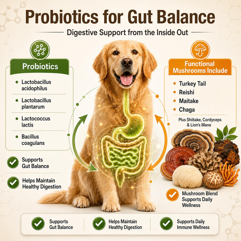 Turkey Tail Mushroom for Dogs, TailSphere 12-in-1 Mushroom Chews for Dog Immune, Gut, Skin & Coat Support, 7-Mushroom Blend with Reishi & Lion’s Mane, Probiotics & Omega-3, Chicken Flavor, 90 Count