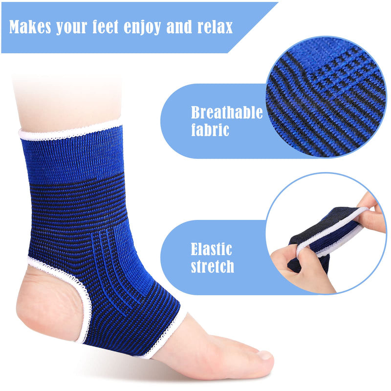 Loopeer 6 Pairs Kid Compression Ankle Brace Knitted Breathable Ankle Support Sleeve Socks Plantar Fasciitis Braces for Girls Boys Kids Sprained Running Fitness, Blue and Black - BeesActive Australia