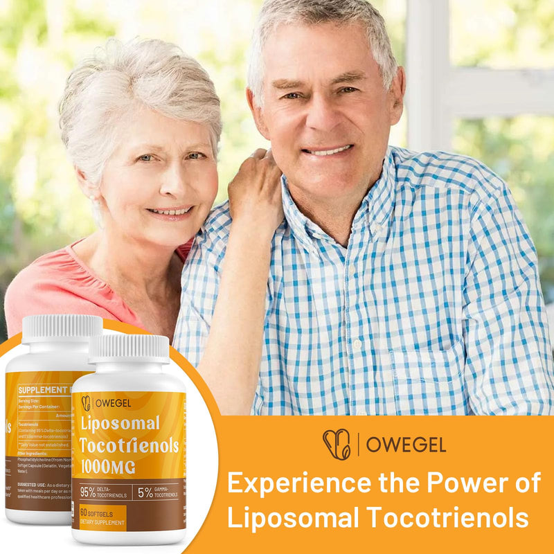Liposomal Vitamin E Tocotrienols 1000mg - High Potency Tocotrienol Supplements,95% Delta & 5% Gamma Tocotrienols Capsules 60 Count (Pack of 1)