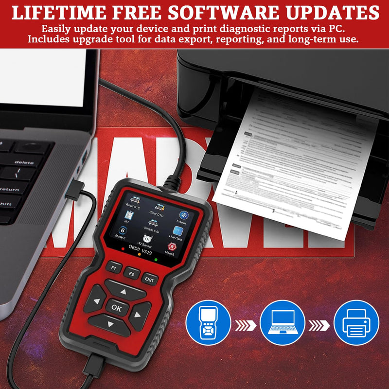 Professional OBD2 V519 Scanner - 2026 Upgraded OBDII + CAN Code Reader, Live Data, Battery Test, 40000+ DTC Library, I/M Readiness, Check Engine Light & Smog Test - All Vehicles After 1996 - BeesActive Australia