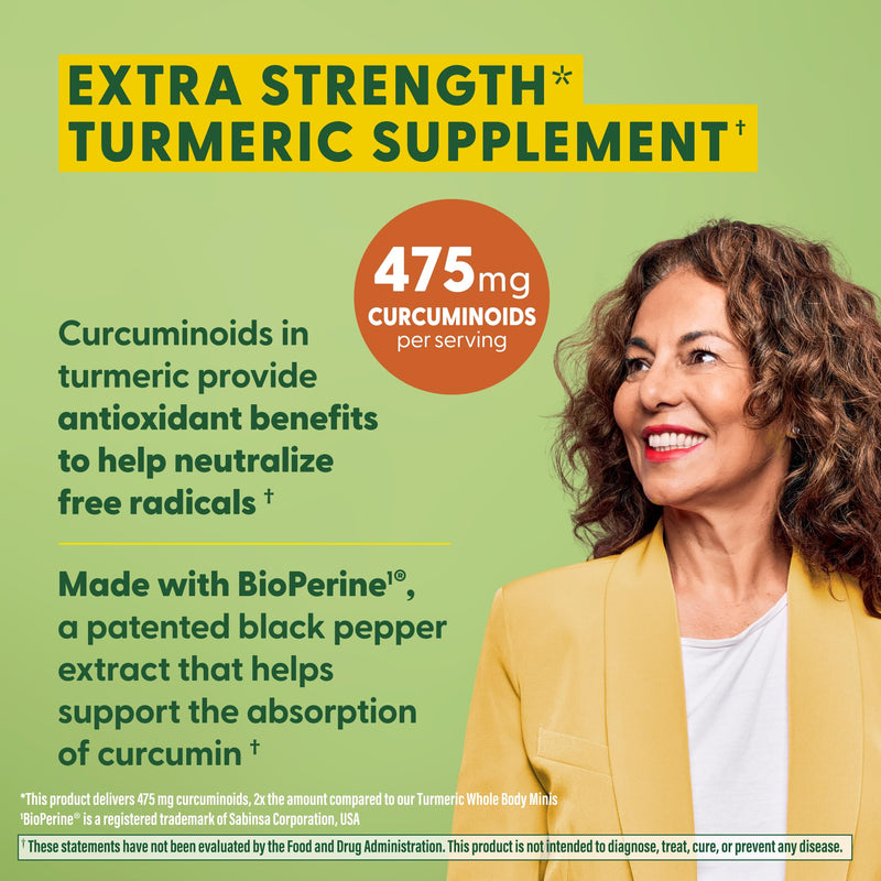 MegaFood Turmeric Curcumin Extra Strength - Whole Body - Turmeric Curcumin with Black Pepper- 475mg Curcuminoids - Holy Basil, Tart Cherry - Made without 9 Food Allergens - 120 Tabs (60 Servings) 120 Count (Pack of 1) - BeesActive Australia