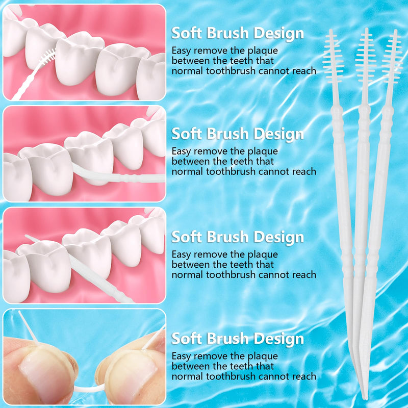 Brushpicks Interdental Toothpicks,Soft Bristle Dental Floss Picks Toothpicks,Helps Removes Plaque and Debris Between Your Teeth 900PCS (Pack of 3) 300 Count (Pack of 3) - BeesActive Australia