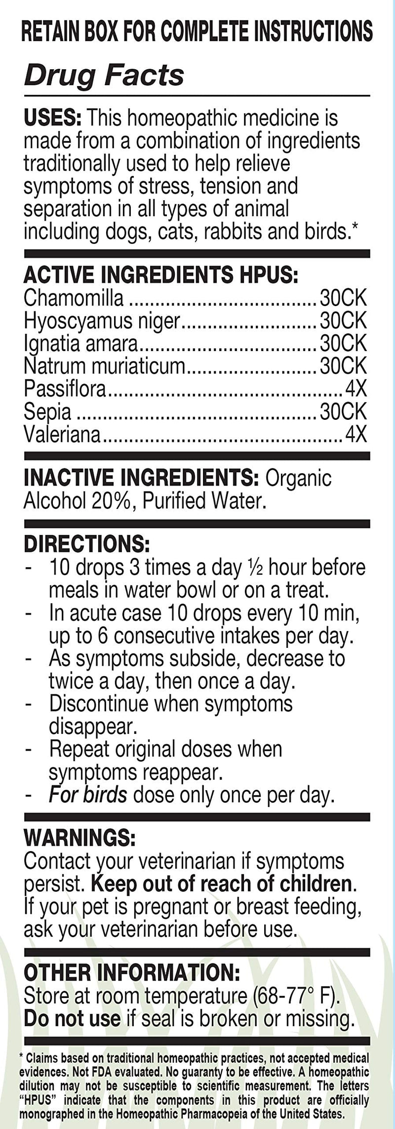 OLLOPETS Stress, Organic Homeopathic Remedy for All Pets, 1 Fl Ounce