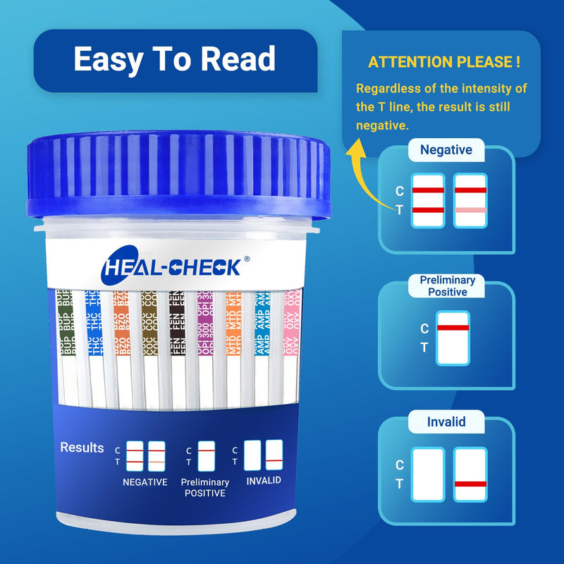 [2 Pack] 14 Panel Multi Drug Test Kit with Fentanyl (FEN), HEAL-CHECK Professional Drug Urine Test Cup for Workplace, Rehab & Home Use –THC, AMP, BUP, BAR, BZO, COC, MET, MDMA, OPI, MTD, OXY, PCP, PPX 2 PACK