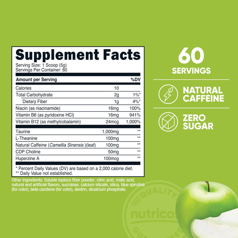 Nutricost Energy Complex (Green Apple) 60 Servings, Clean Energy Powder | 300g Dietary Supplement