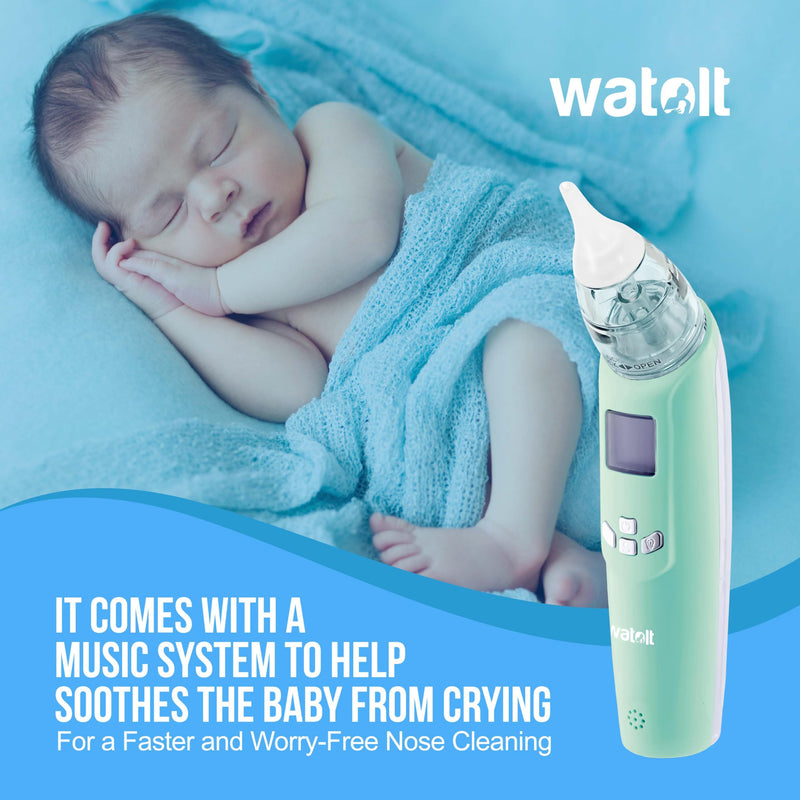 Watolt Baby Nasal Aspirator - Electric Nose Suction for Baby - Automatic Booger Sucker for Infants - Battery Powered Snot Mucus Remover for Kids Toddlers Green