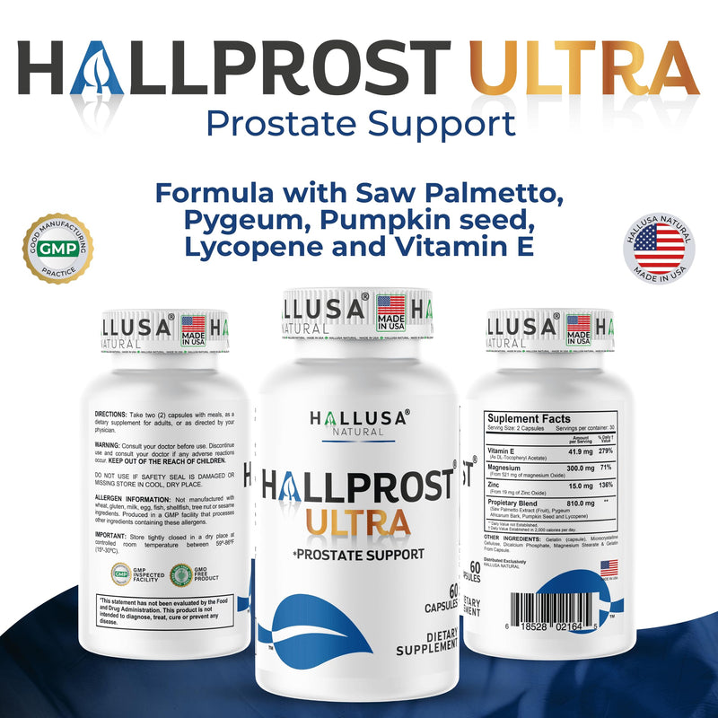 2-Pack Hallprost Ultra Prostate Health Supplement 120 Count | Saw Palmetto Blend 810mg for Urinary Tract & Bladder Support with Lycopene, Pygeum, Pumpkin Seed, Zinc & Vitamin E