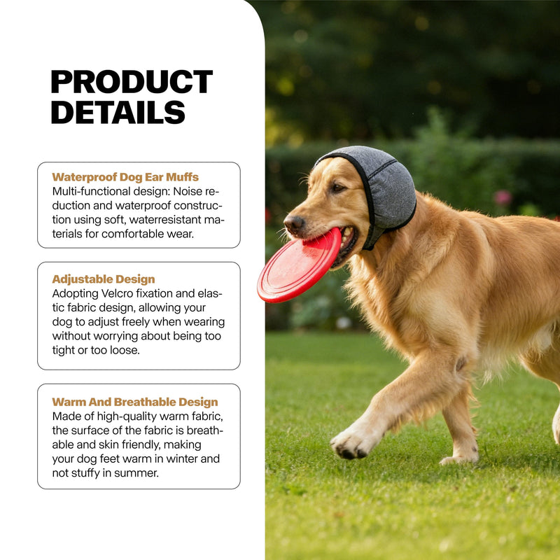 Dog Ear Muffs, No Flap Ear Wraps for Dogs Hematoma - Waterproof Elastic Ear Cover with Calming Hoodie Black Small