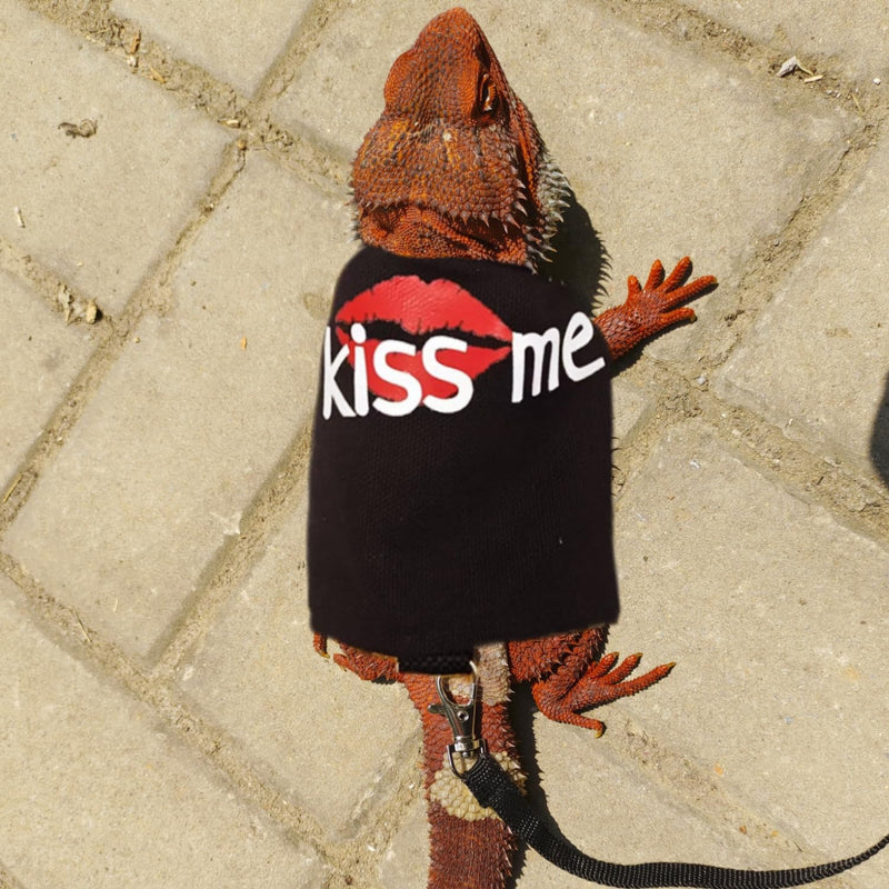 Bearded Dragon Leash and Harness Adjustable - Unique Pattern Lizard Cloth Escape Proof Harness with Leash for Walking Outdoor (Black) black - BeesActive Australia