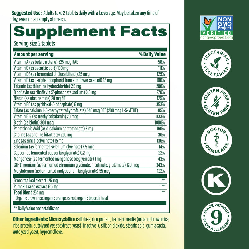 MegaFood Advanced Multivitamin for Men 55+ Doctor Formulated, 120 Tablets | For Healthy Aging, Immune Support, Bone and Brain Health, Choline, Methylated B12, Methylfolate, Vegetarian, 60 Servings 120 Count (Pack of 1)
