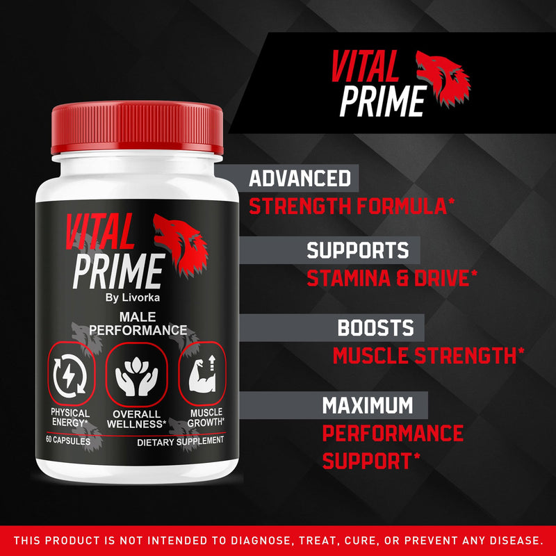 Vital Prime for Men, Advanced Formula, Dietary Supplement Support Capsules for 2 Months, Pack of 2