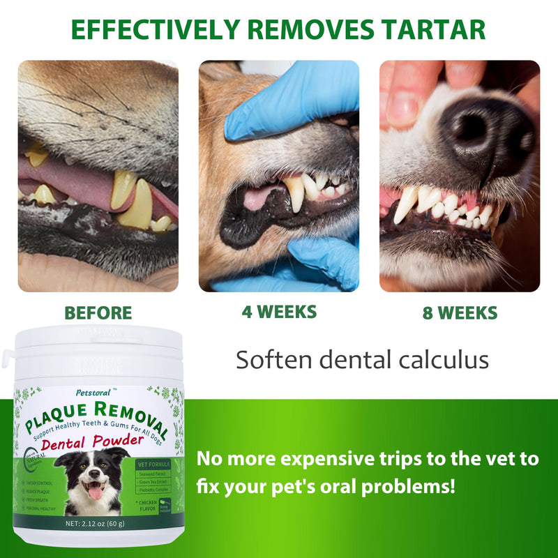 Natural Dog Dental Powder, Dog Dental Care - Plaque Remover and Bad Breath Treatment, Healthy Gums & Fresh Breath for All Dogs and Cats 2 oz. 2 Ounce (Pack of 1) - BeesActive Australia
