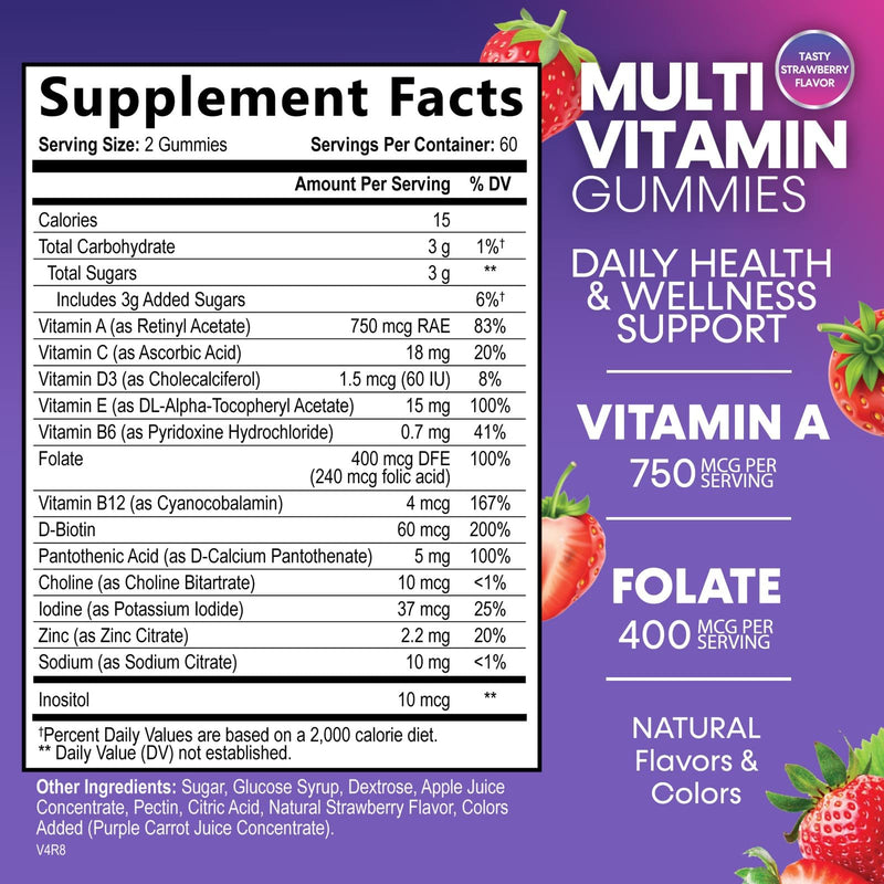 Multivitamin Gummies for Adults - Daily Adult Multivitamins Gummy with Vitamins A, C, D, B12 for Women & Men, Immune Support Gummy Multivitamins Supplement, Adult Multi VIT Vitamin - 120 Gummies 120 Count (Pack of 1)