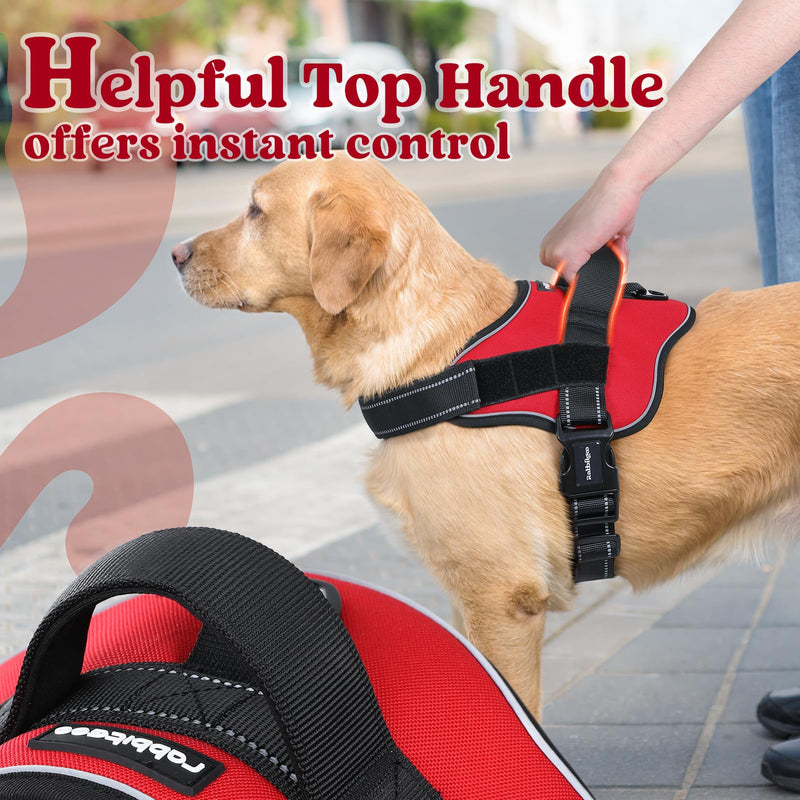 rabbitgoo Dog Harness Medium Sized, No Pull No Choke Pet Vest, Easy Wearing with One Buckle, Reflective, Adjustable Pet Harness with Molle for Walking, Training, Red, M - BeesActive Australia