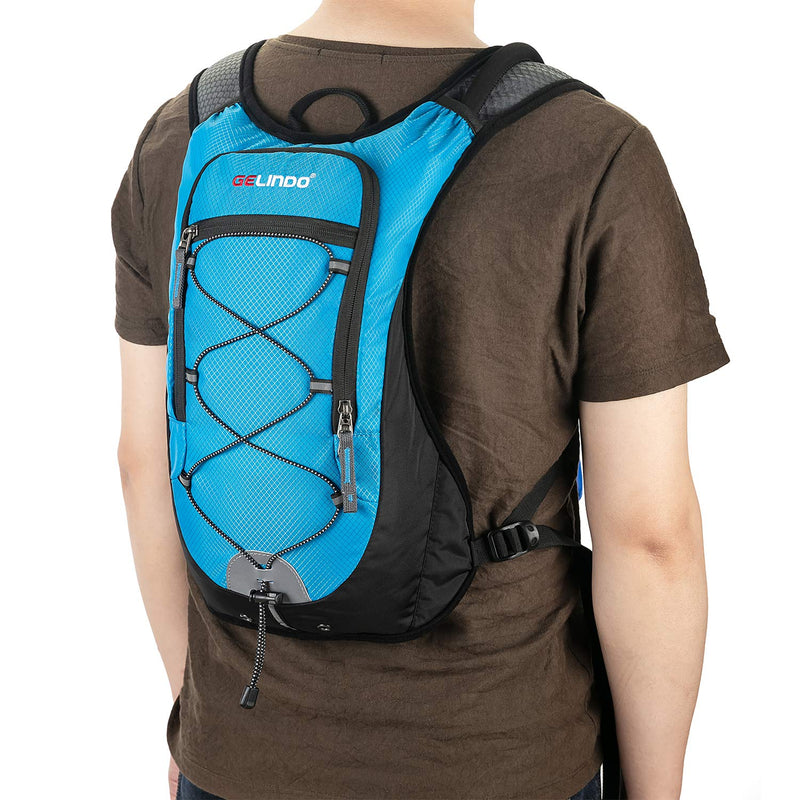 Gelindo Hydration Backpack Running Water Backpack with 2L Hydration Bladder, Insulated Cycling Hydration Vest Packs Blue