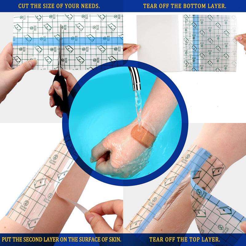 Nuanchu 9 Rolls Tattoo Aftercare Bandage Waterproof Transparent Stretch Adhesive Bandages Tape Clear Tattoo Film Wrap for Swimming, 3 Sizes(2 Inch, 4 Inch, 6 Inch Wide) 2 Inch, 4 Inch, 6 Inch Wide - BeesActive Australia