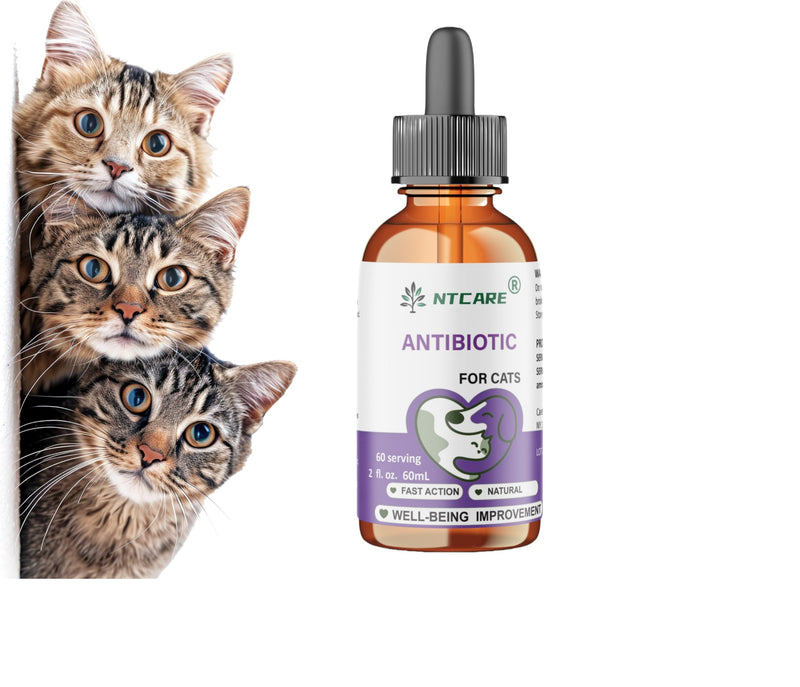 Antibiotics for Cats, Natural Antibiotic Pet Supplements Supports Immune & Cats Allergy Relief, Cat Multivitamin UTI Drops for All Ages & Breeds of Cat, Fish Flavour - 2 Fl Oz / 1 Pack