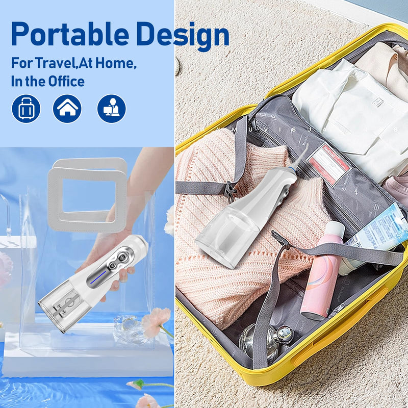 NBGRLVS Water Dental Flosser Cordless for Teeth Pick Cleaning - Powerful Oral Irrigator with 6 Adjustable Modes,320ML Portable & Rechargeable IPX7 Waterproof Cleaner Picks for Home Travel (White) White