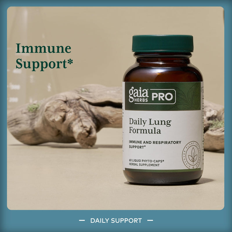 GAIA HERBS PRO Daily Lung Formula - Respiratory Health Support* - Immune Supplement with Mullein Leaf, Marshmallow Root & More - Vegan, Gluten-Free, Soy-Free - 60 Liquid Phyto-Caps (60 Servings)