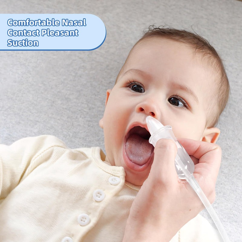 Baby Nasal Aspirator, Powerful Hand Pump Baby Nose Sucker, Nasal Aspirator for Baby with Soft Silicone Nose Tip for Fast and Effective Relief of Nasal Congestion in Infant. White