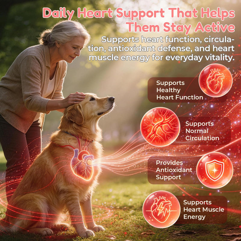 VUN Dog Heart Supplements–Dogs Cardio Support Soft Chews with CoQ10,Cardiovascular & Antioxidant Support with L-Carnitine for Senior Dogs Vitality& Energy Support,100 Counts