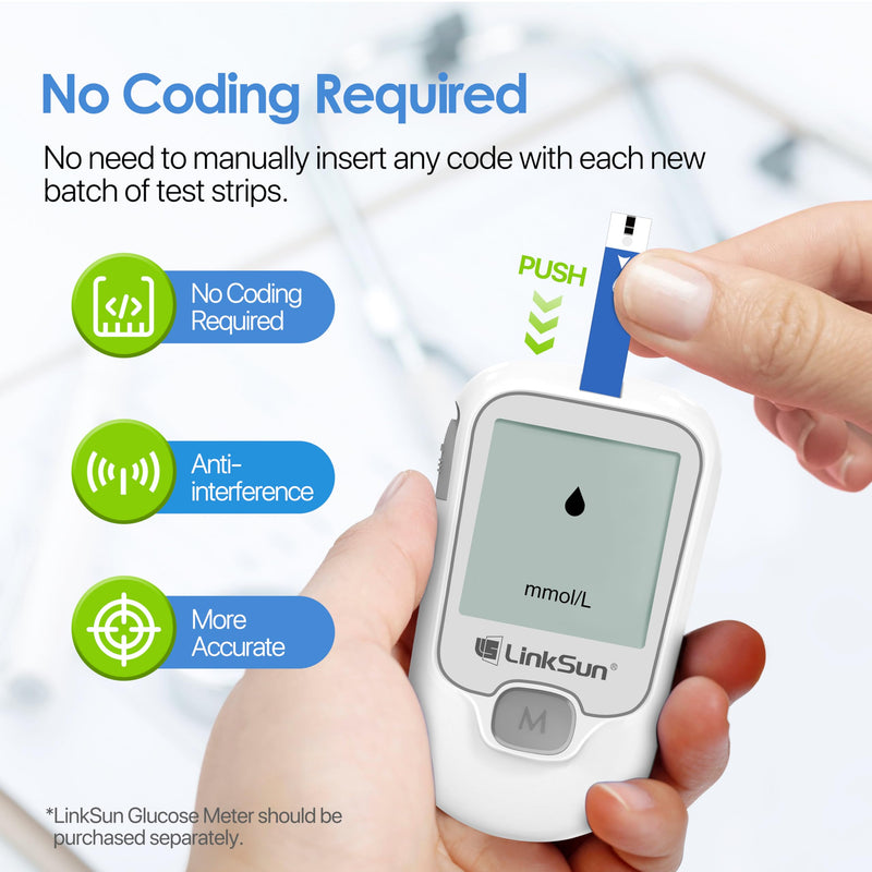 Diabetic Blood Test Strips*300, Used for G-425-1,G-425-2V, G-425-3, G-427B Blood Glucose Monitor Only, 0.7μl Blood Sample, Accurate Measurement, Results in 5 Seconds, 6 Bottles of 50 Pieces Each - BeesActive Australia