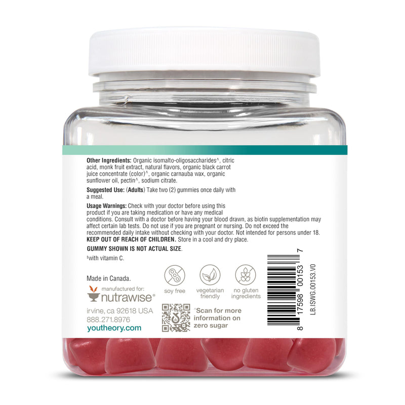 Youtheory Zero Sugar Irish Sea Moss Gummy, Berry, 90 Count, 45-Day Supply | Irish Sea Moss with Biotin and Vitamins C and D, Supports Hair, Skin, Nails, and Immune Health*, Delicious Sugar-Free Gummy 90 Count (Pack of 1)