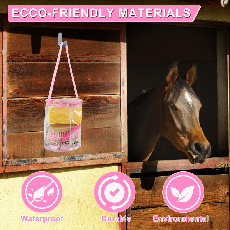 9 Pieces Horse Grooming Kits, Horse Brush Set with Tote Bag, Horse Bathing Supplies Sweat Scraper Bathing Sponge, Hoof Pick, Curry Comb for Horse Riders Beginners(Pink) Pink - BeesActive Australia