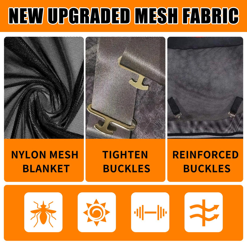 Horse Fly Sheet Breathable, Micro Mosquito Mesh with Adjustable Straps, Lightweight Nylon Equine Sheet, Prevent Fly Bites (70”-72”)
