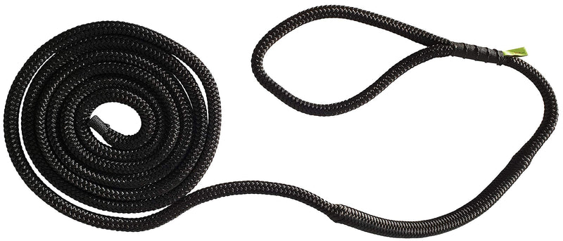 Shockline 1/2 Inch Dock Line with Integrated Shock Absorber, Double Braided, Polyester, 15, 25, 35 FT, Hand Spliced 12" Eye, Black 1/2" x 15' - BeesActive Australia