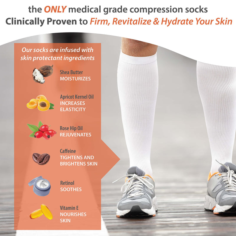 Skineez Medical Grade Advanced Healing Compression Socks 20-30mmHg, 1 Pair Tan Small / Medium
