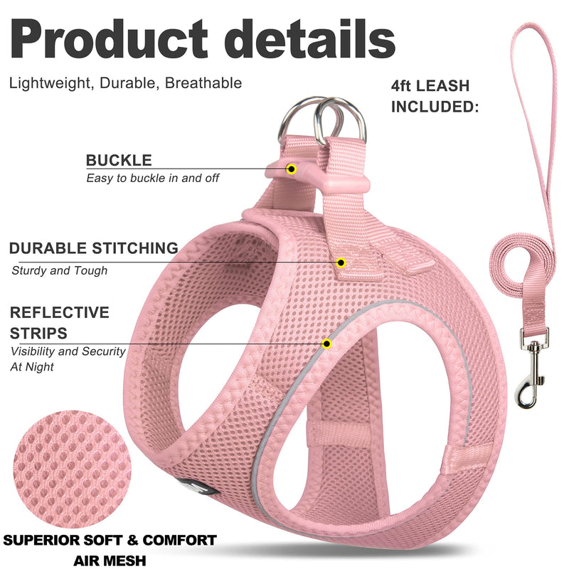 Fida Cat Harness and Leash Set for Walking Kitten and Puppy, Escape Proof Kitten Harness with Breathable Lightweight Soft Mesh, Adjustable Reflective Step-in Design. (XXXS, Pink) XXXS (Neck:10.2"-11.4"; Girth:11.4"-12.6") - BeesActive Australia
