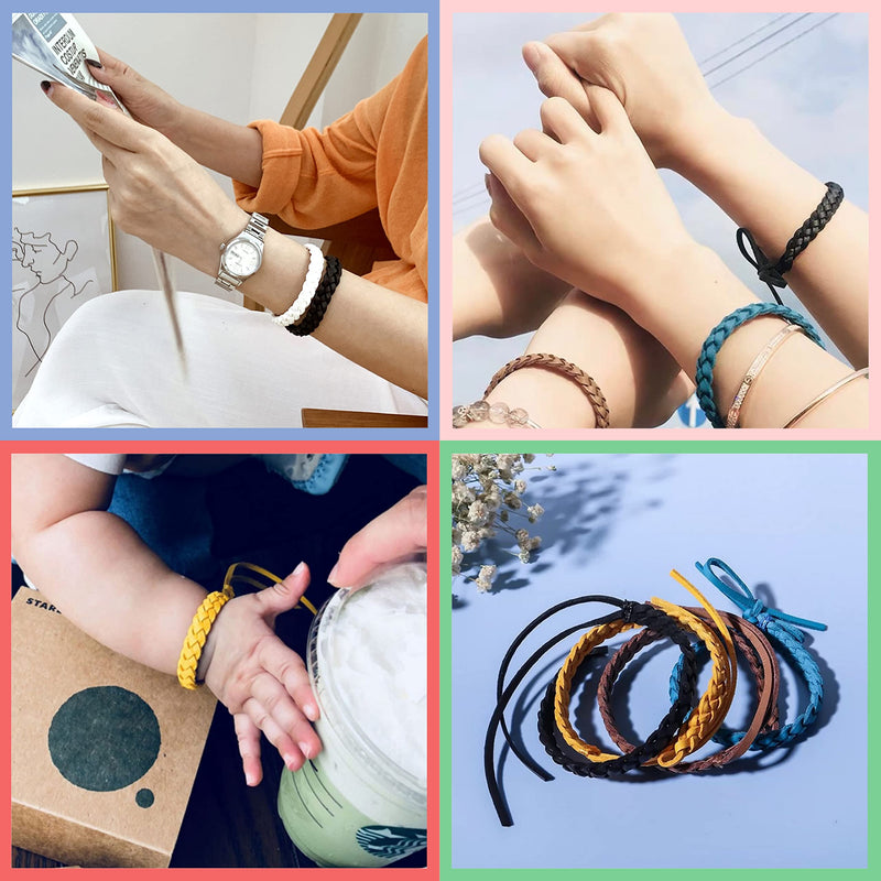 12 Pack Mosquito Repellent Bracelets, Solid Color Individually Wrapped Leather Insect & Bug Repellent Wrist Bands for Kids & Adults Outdoor Camping Fishing Traveling 1 Count (Pack of 12) - BeesActive Australia