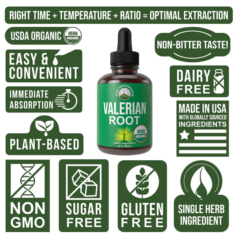 USDA Organic Valerian Root Liquid Drops Supplement. Vegan Extract Tincture for Relaxation, Sleep, Calm. Great Alternative to Valerian Capsules. Zero Sugar, Gluten Free Supplements for Women and Men - BeesActive Australia