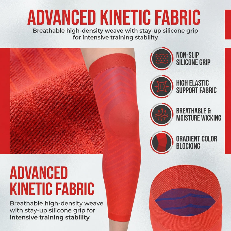 MGANG Full Leg Compression Sleeves for Men & Women, Thigh High 20-30mmHg Graduated Compression Stockings for Thigh Calf Knee Support, Pain, Swelling, Varicose Veins, Running, Sports, 1 Pair, Red XL X-Large - BeesActive Australia