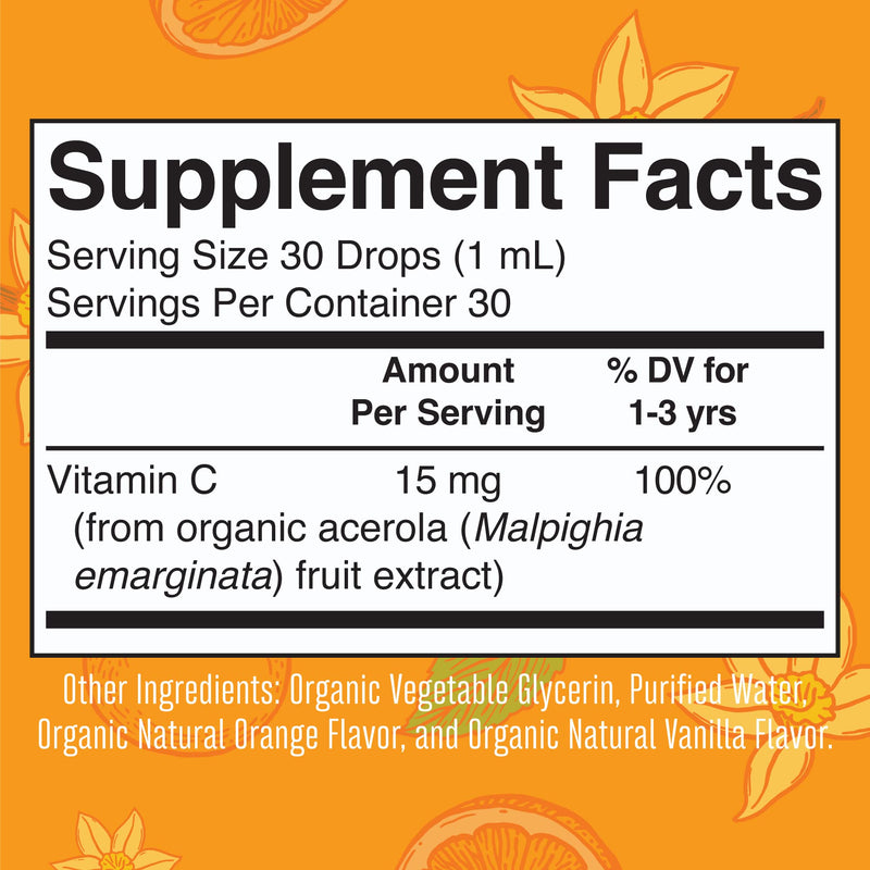 MaryRuth Organics Toddler Vitamin C Drops | USDA Organic Vitamin C Liquid Drops for Toddler | Ages 1-3 Years | Vitamin for Immune Support & Overall Health | Vegan | Non-GMO | Gluten Free | 30 Servings Orange Vanilla 1 Fl Oz (Pack of 1) - BeesActive Australia