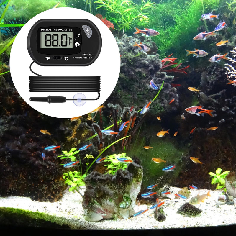 Aquarium Thermometer, Fish Tank Thermometer, Water Thermometer with 3.3ft Cord Fahrenheit/Celsius(℉/℃) for Vehicle Reptile Terrarium Fish Tank Refrigerator (6pcs) 6pcs - BeesActive Australia