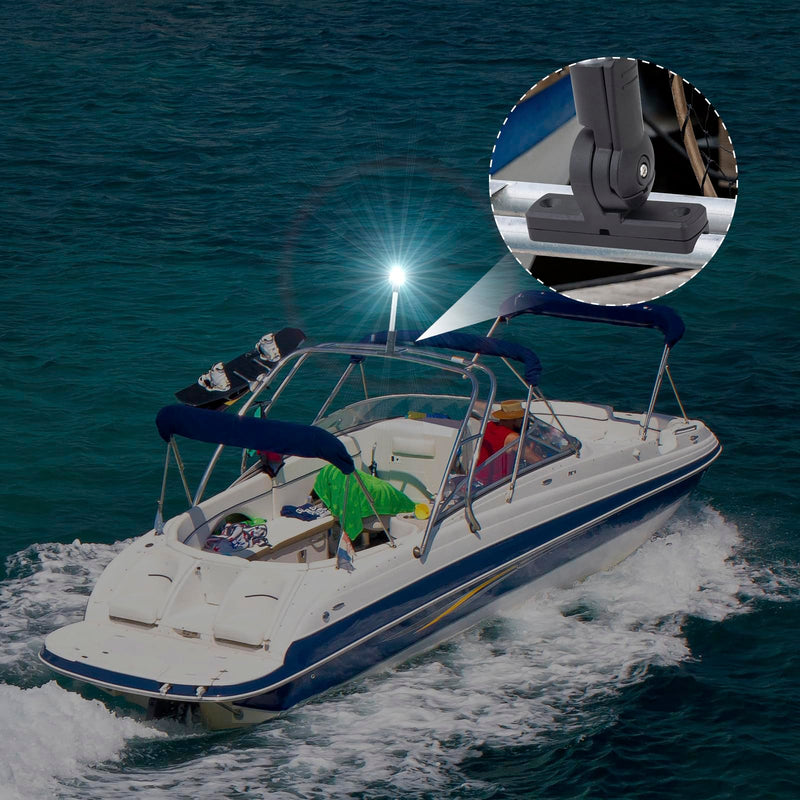 Bimini Top Light for Pontoon Boat,Anchor & Stern Lights for Boats Led,Folding Base w/180° Adjustable Mount for Platform & Round Pipe| USCG 2NM | 12V DC 12 Inches - BeesActive Australia