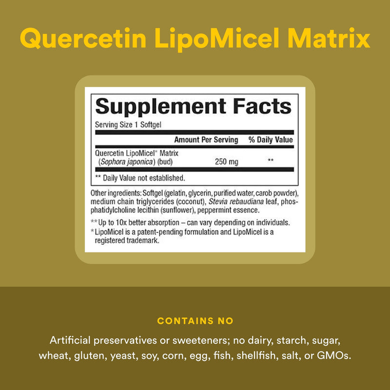 Natural Factors Quercetin LipoMicel Matrix - Supports Immune Health & Capillary Health - Antioxidant Support Supplement with Highly Absorbable Quercetin - 30 Softgels (30 Servings) 30 Count (Pack of 1)