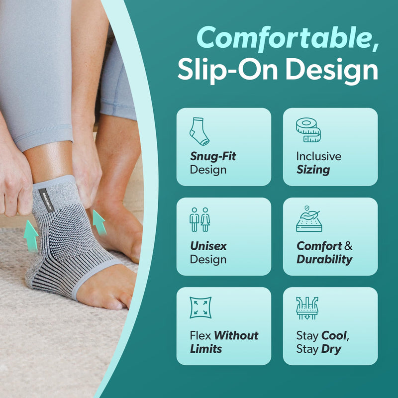 BraceAbility Ankle Compression Sleeve for Sprained Ankle - Achilles Tendonitis Support Sleeve for Swelling Relief, Arthritis, Plantar Fasciitis, Peroneal Foot Brace for Women and Men (Black - M/L) Black