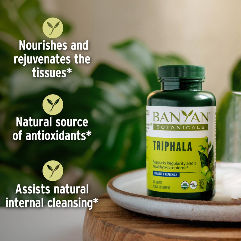 Banyan Botanicals Triphala Tablets - Organic Triphala Supplement with Amla, Haritaki & Bibhitaki – For Digestion, Elimination & Healthy Gut Microbiome* – 90 Tablets – Non-GMO Sustainably Sourced Vegan 90 Count (Pack of 1) - BeesActive Australia