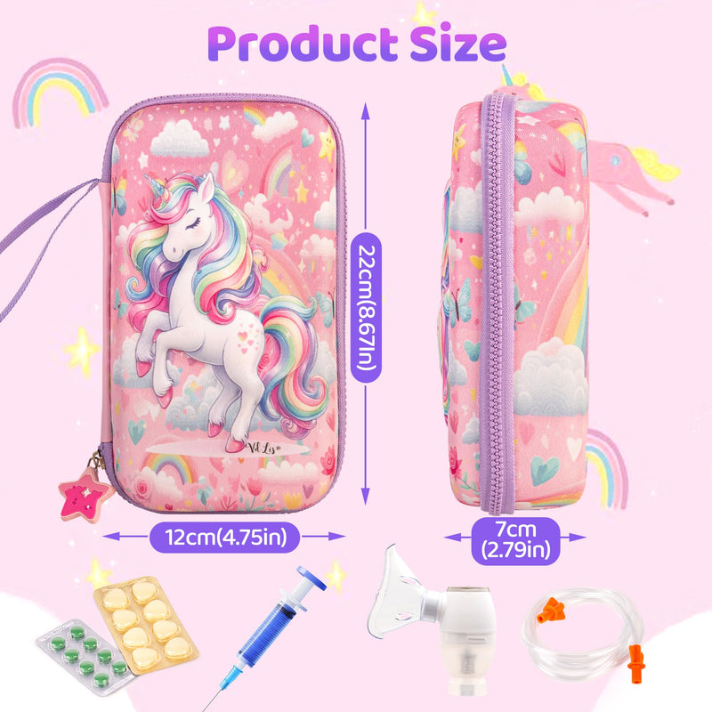 – Unicorn Kids Inhaler & Spacer Semi-Rigid EVA Case – Protective Asthma Travel Bag for Inhalers, Chambers & Portable Nebulizers – Washable Organizer - (Only the Case) - BeesActive Australia