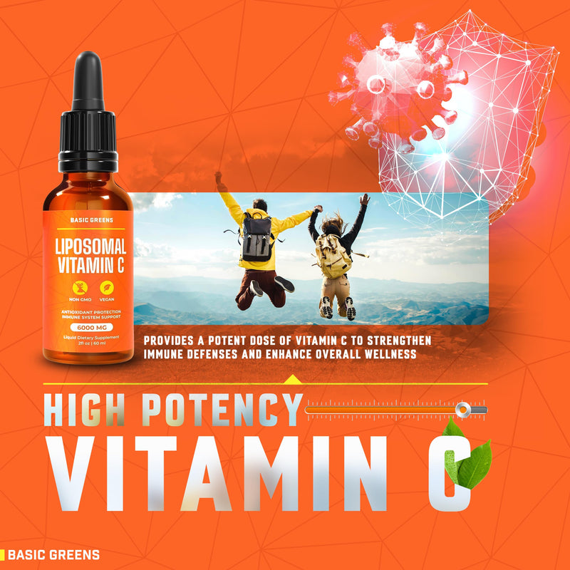 Vitamin C Liposomal Liquid 6000mg for Immune Support Non-GMO, Vegan 2 fl oz 2 Fl Oz (Pack of 1)