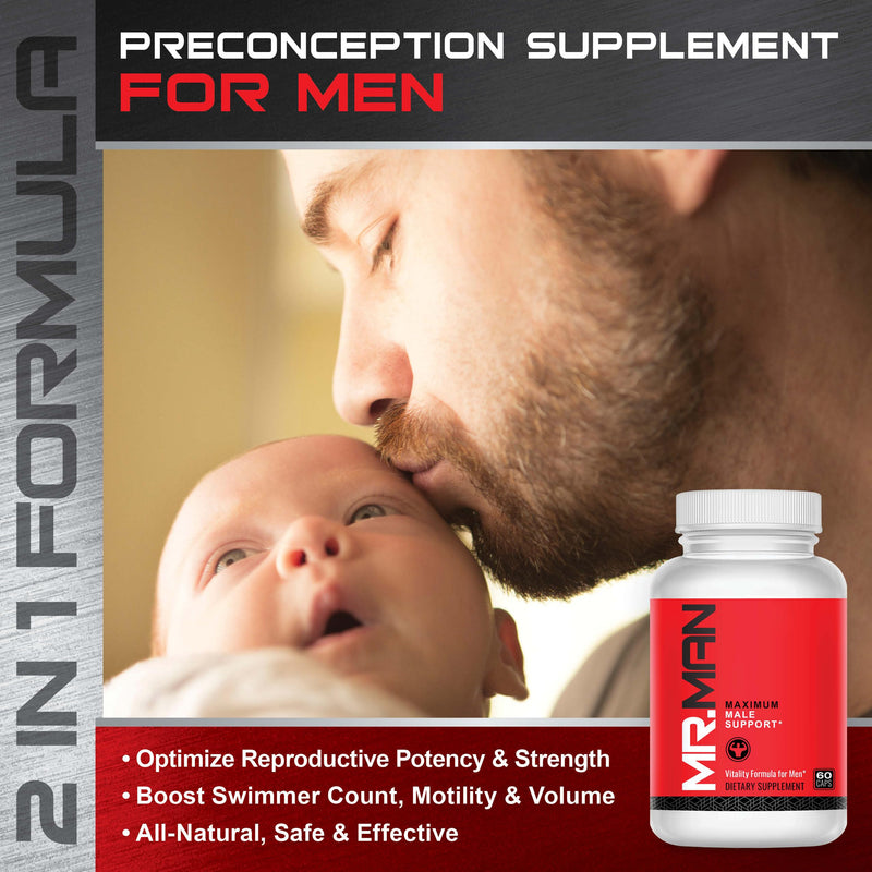 Mr. Man Support– Male Fertility Supplement for Sperm Health, Count, and Motility – All-Natural Formula with Vitamins, Minerals, and Antioxidants – Supports Reproductive Health and Hormonal Balance