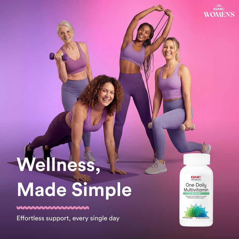 GNC Women's 50 Plus Multivitamin, Supports Healthy Aging, 60 Count | Science-Backed One Daily Multivitamin Formulated for Women 50 and Over, Supports Overall Health and Wellness, Gluten-Free 60 Count (Pack of 1)