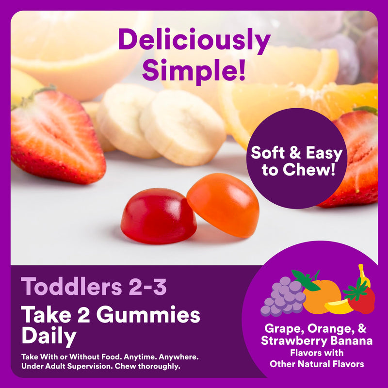 SmartyPants Toddler Plus Multi & Omegas Multivitamin Gummies, Omega 3 DHA/EPA, Vitamins D3, C, B12, B6, A, K, Zinc, Biotin, Gluten Free, Clean Label, Low Sugar, 3 Flavors, 120 Gummies (60 Day Supply) 120 Count (Pack of 1) Multi + Omega - 60 Day Supply